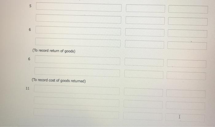 To record return of goods) 6(To record cost of goods returned)