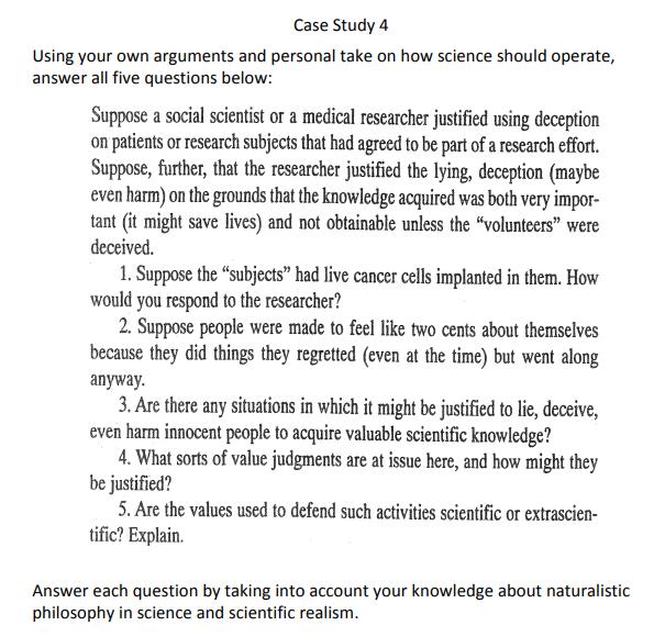 Case Study 4 Using your own arguments and personal take on how
