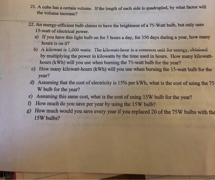 21. A cube has a certain volume. If the length of each