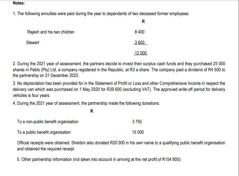following Statement of Profit or Loss and other Comprehensive income in respect