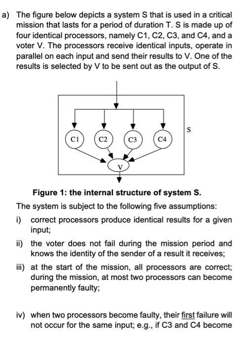 a) The figure below depicts a system S that is used in a critical mission that lasts for a period of duration T. S is made up