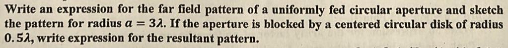 Write an expression for the far field pattern of a uniformly fed