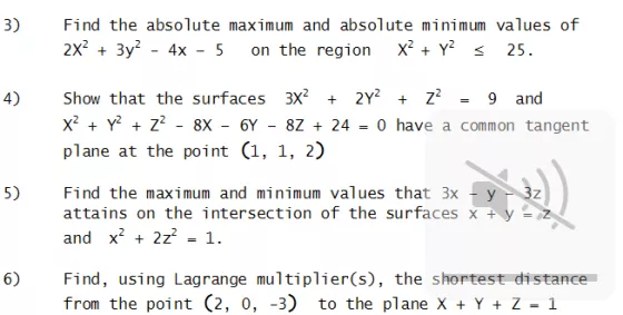 3) Find the absolute maximum and absolute minimum values of x2 Y2 2x2 ??? - 4x - 5 on the region 25 + + 2Y2 Show that the sur