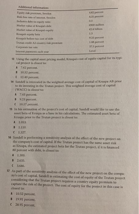 Additional information: Equity risk premium, Sweden Risk-free rate of interest. Sweden Industry