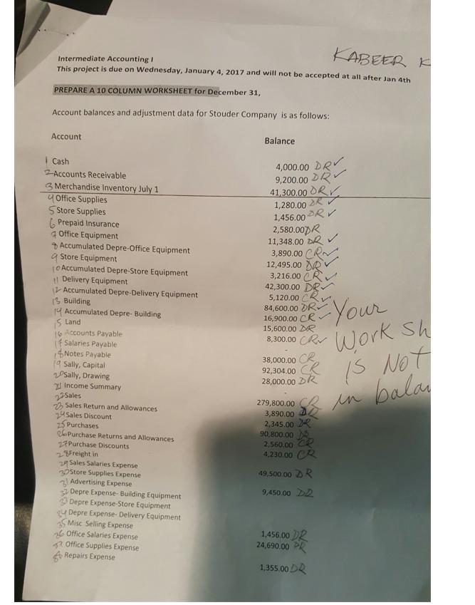 KABEER K Intermediate Accounting I This project is due on Wednesday, January