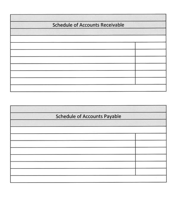 Schedule of Accounts Receivable Schedule of Accounts Payable