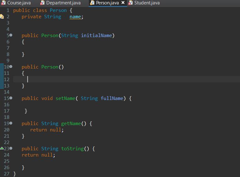 in the Department class called print CoursesOffered () that displays the list