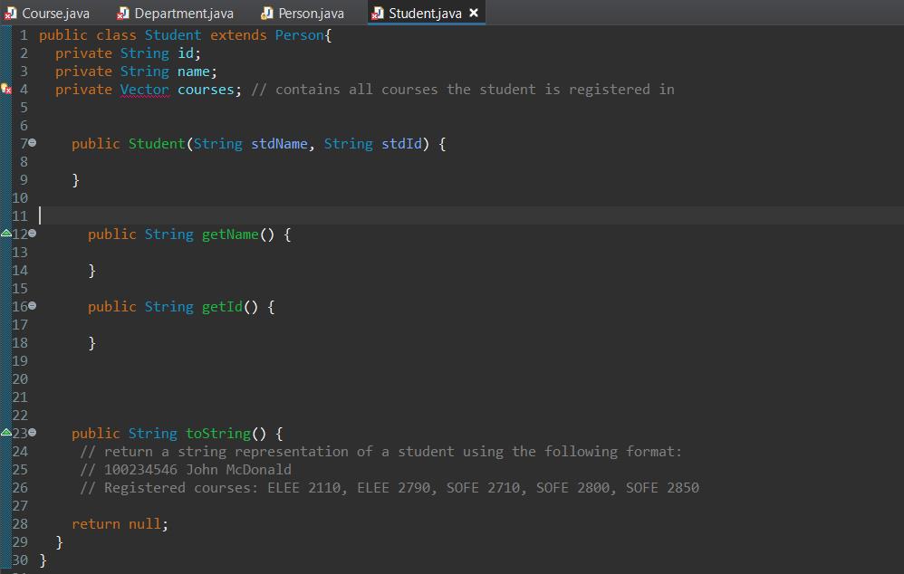 show all course information (Hint: call the course's tostring() method); c) Write