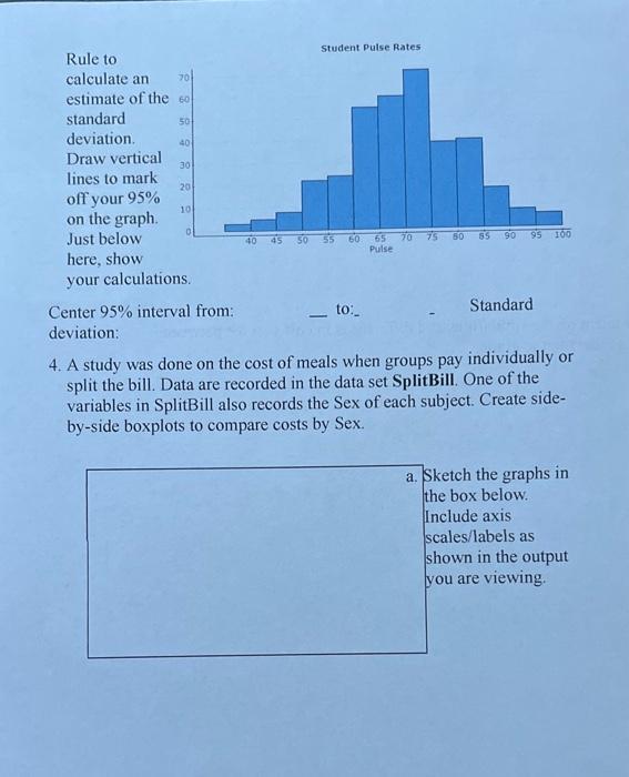 Student Pulse Rates. Rule to calculate an 70 estimate of the 60 standard 50 deviation. 40 Draw vertical 30 lines to mark 20 o