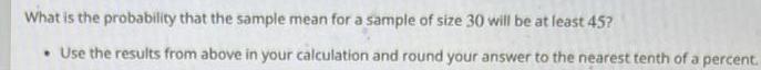 What is the probability that the sample mean for a sample of