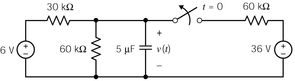 t = 0 60 ΚΩ 30 ΚΩ Λ - καιο ++ 6V 60 ΚΩ +( 5 μF 36 V(+ ν (1)