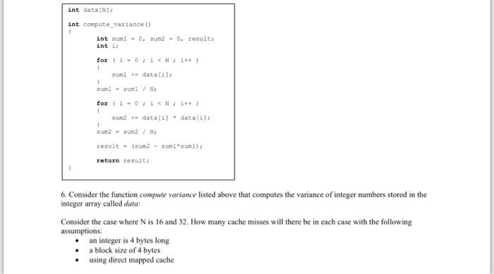 Consider the function compute variance listed abov