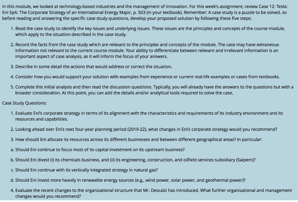 In this module, we looked at technology-based industries and the management of