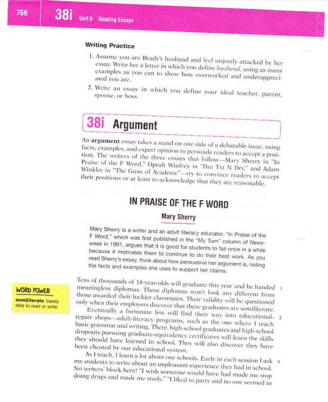 766 381 WORD POWER semiliterate barely able to read or write Unit 9 Reading Essays Writing Practice 1. Assume