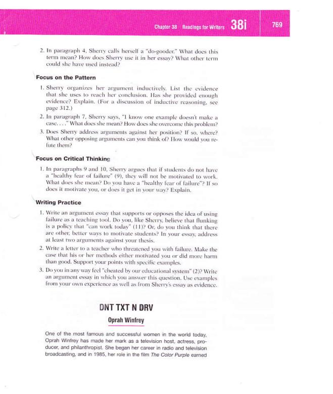 Chapter 38 Readings for Writers 38i 2. In paragraph 4, Sherry calls herself a 