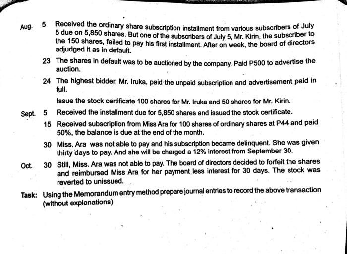 Medium Problem 8-4. Subscriptions in Default On July 1, 2014, the Big