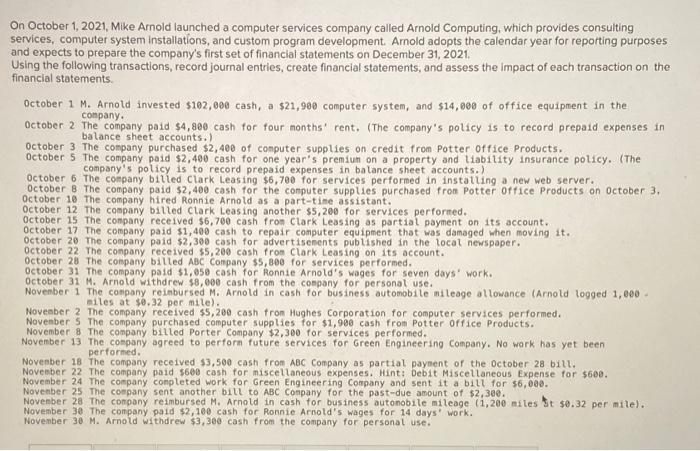 On October 1, 2021, Mike Arnold launched a computer services company called Arnold Computing, which provides consulting servi