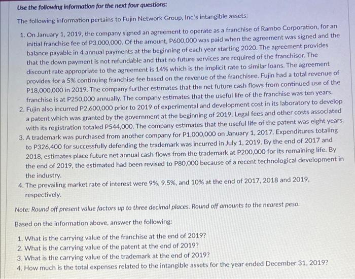 Use the following information for the next four questions:The following information pertains to Fujin Network Group, Inc.s