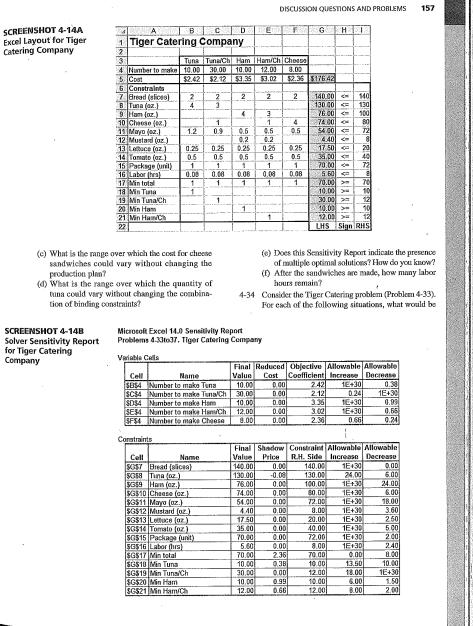 SCREENSHOT 4-14A Excel Layout for Tiger Catering Company B C D 1 Tiger Catering Company 2 SCREENSHOT 4-148