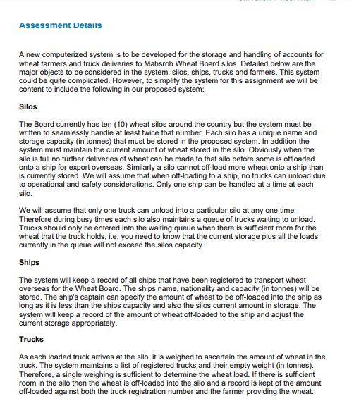 Assessment Details A new computerized system is to be developed for the storage and handling of accounts for