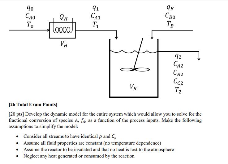 90 CAO To  QH leeee VH 91 CA1 T VR qB  TB 92 CA2 CB2 Cc2 T2 [26 Total Exam Points] [20 pts] Develop the