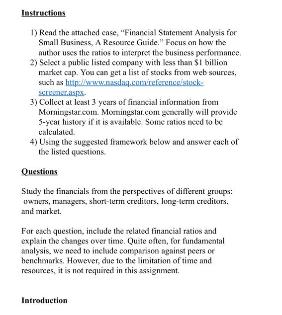 Instructions 1) Read the attached case, 