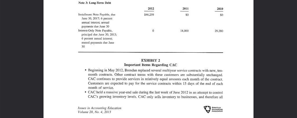 EXHIBIT 2 Important Items Regarding ( mathrm{CAC} ) - Beginning in May 2012, Brendan replaced several multiyear service co