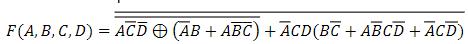 F(A,B,C,D) = ACD AB + ABC) +ĀCD(BC + ABCD +ĀCD)