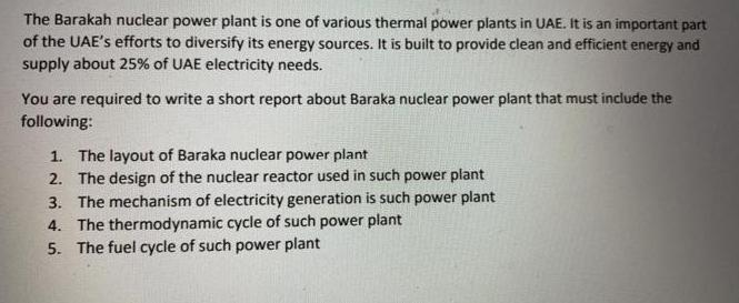 The Barakah nuclear power plant is one of various thermal power plants in UAE. It is an important part of the