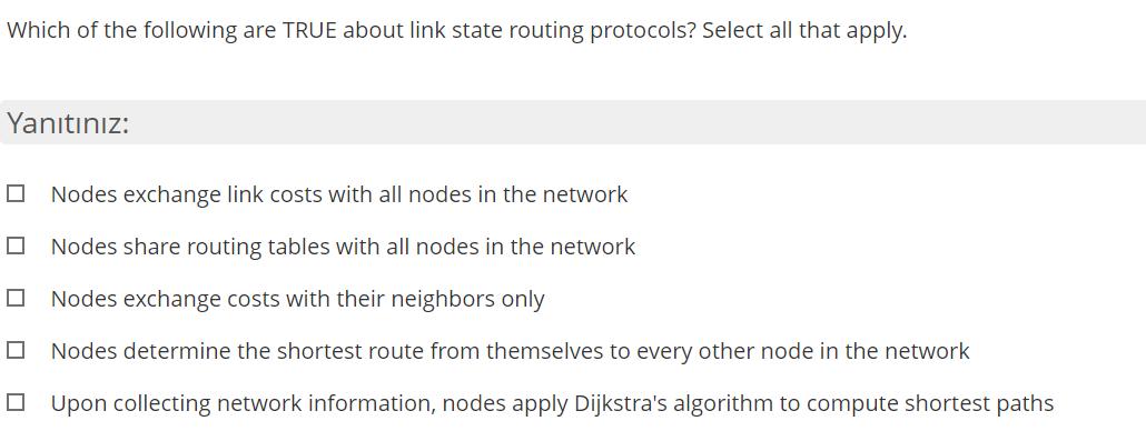 Which of the following are TRUE about link state routing protocols? Select