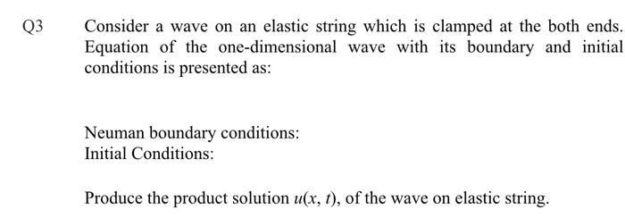 Consider a wave on an elastic string which is clamped at the both ends. Equation of the one-dimensional wave with its boundar
