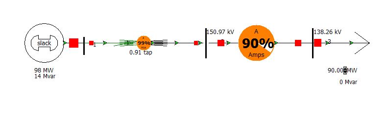 150.97 kV 138.26 kV Amps 98 MW 14 Mvar 90.00 MW