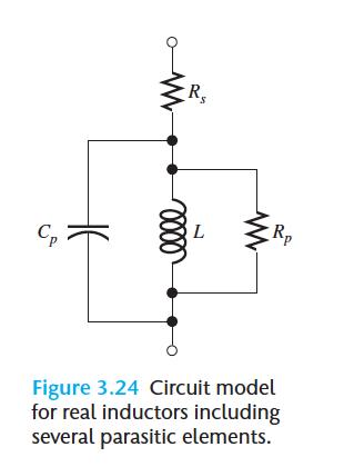 Figure 3.24 Circuit model for real inductors including several parasitic elements.