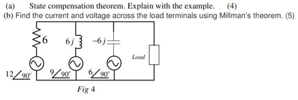 (a) State compensation theorem. Explain with the example. (4) (b) Find the