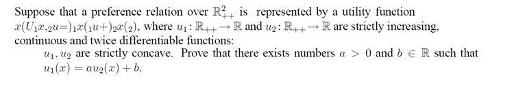 Suppose that a preference relation over R+ is represented by a utility function 2(U14,2u=)14(14+)22(2), where u: R++ R and U2