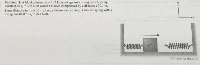 Problem 5: A block of mass m = 0.11 kg is set