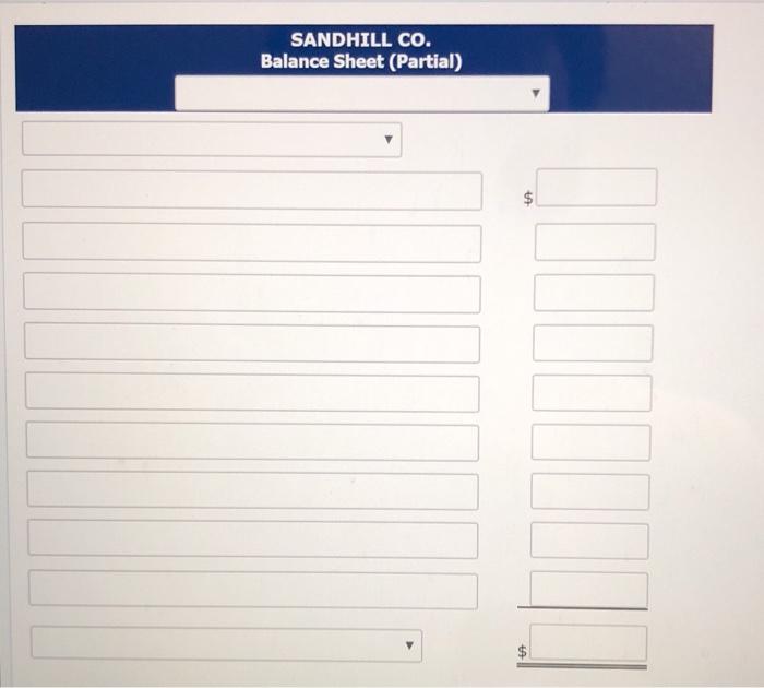SANDHILL CO. Balance Sheet (Partial)