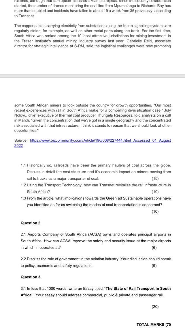 started, the number of drones monitoring the coal line from Mpumalanga to Richards Bay has more than doubled and incidents ha