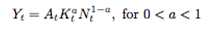 Y = AKN, for 0 < a < 1
