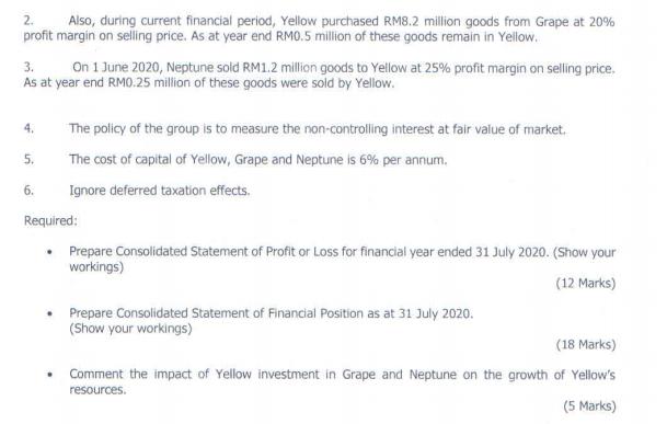 2. Also, during current financial period, Yellow purchased RM8.2 million goods from Grape at 20% profit margin on selling pri