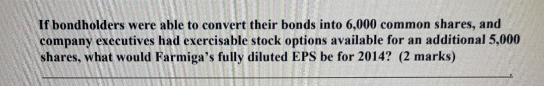 If bondholders were able to convert their bonds into 6,000 common shares, and company executives had