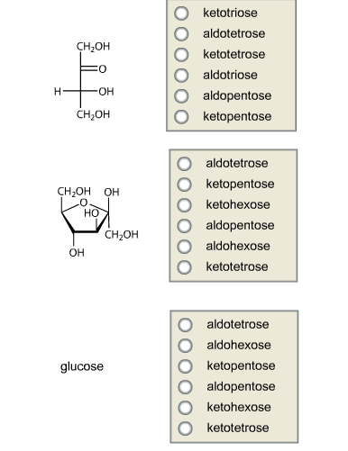 Classify the following monosaccharides according t