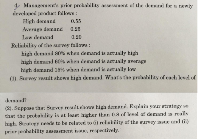 Management's prior probability assessment of the d