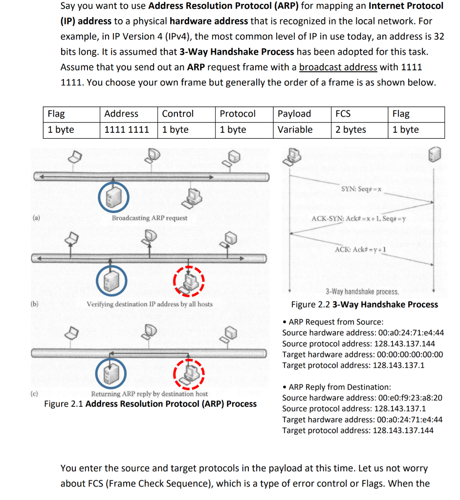 Say you want to use Address Resolution Protocol (ARP) for mapping an Internet Protocol (IP) address to a physical hardware ad