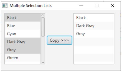 Multiple Selection Lists Black Black Blue Cyan Gray Copy Dark Gray Gray Green