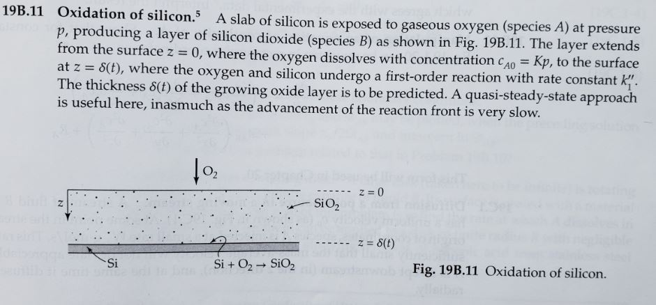 19B.11 Oxidation of silicon.5 A slab of silicon is exposed to gaseous oxygen (species A) at pressure p, producing a layer of