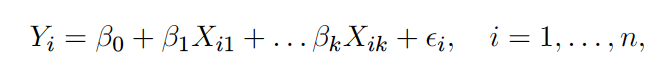 | Y = 30 +31X1+... BkXk +6, i =1,..., m, 
