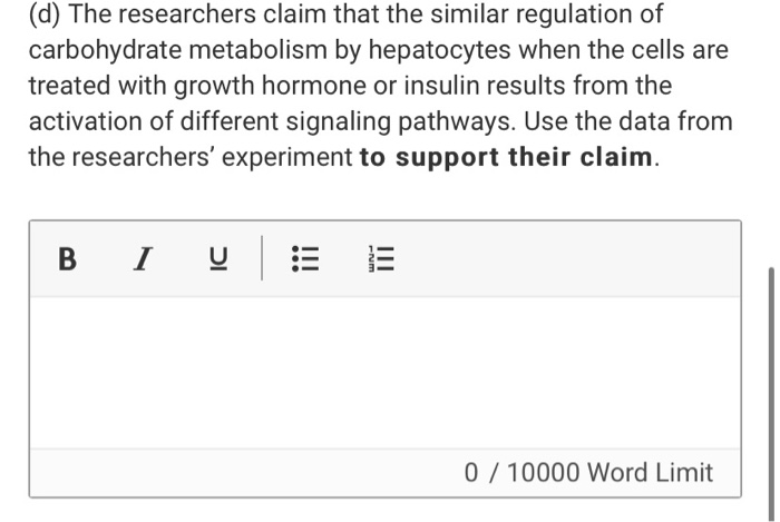 (d) The researchers claim that the similar regulation of carbohydrate metabolism by hepatocytes when the cells are treated wi