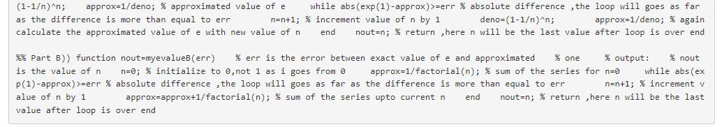 (1-1)^n; approx=1/deno; % approximated value of el as the difference is more than equal to err n=n+1;