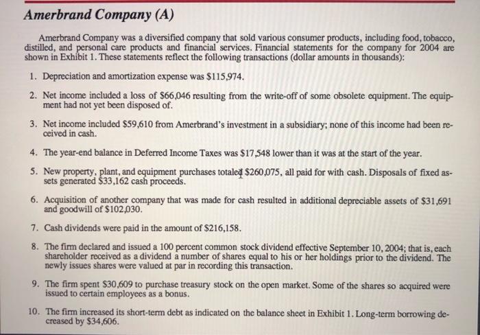 Amerbrand Company (A)Amerbrand Company was a diversified company that sold various consumer products, including food, tobacc